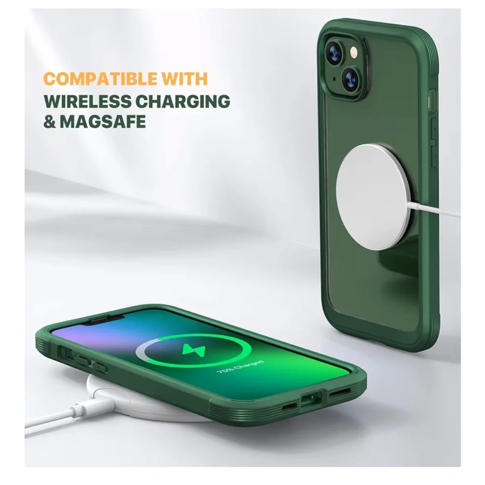 Diaclara Green iPhone 13 Protective 2 Piece Case Cellphone Clear